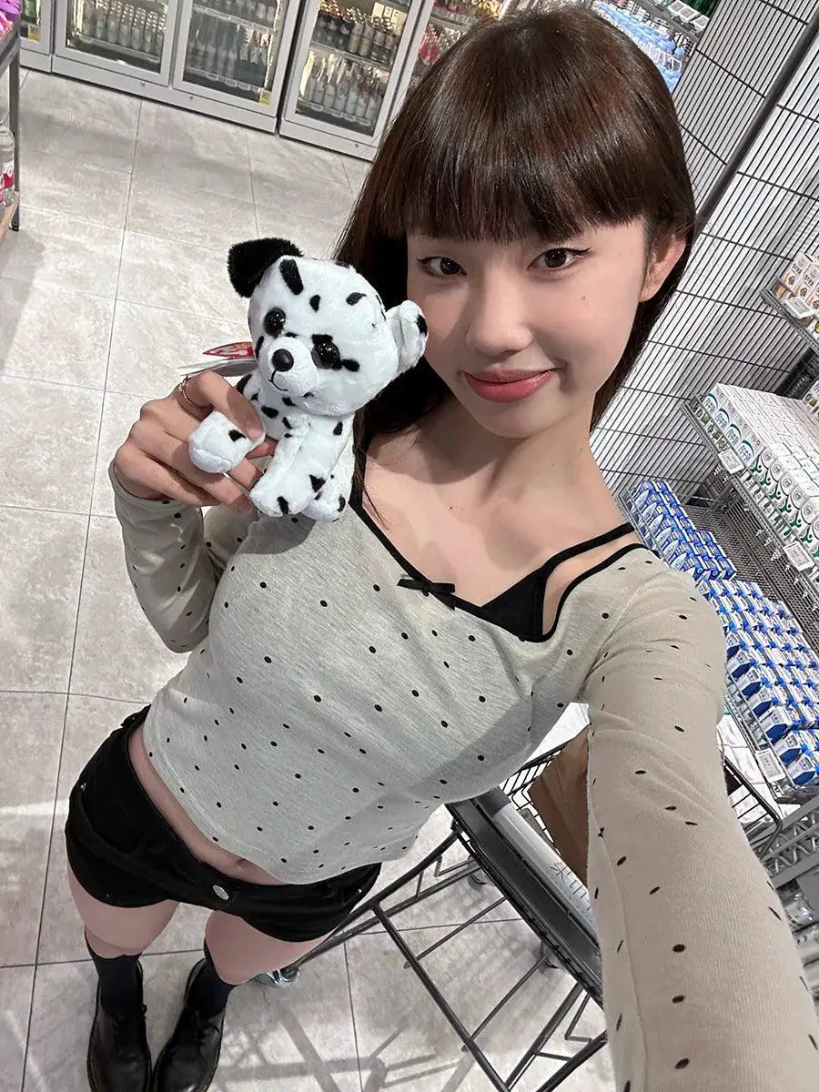 Comfy Wave Point Polka Dot Long Sleeves Shirt For Commute