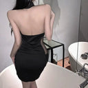 Backless Halterneck Mesh Dress for Women