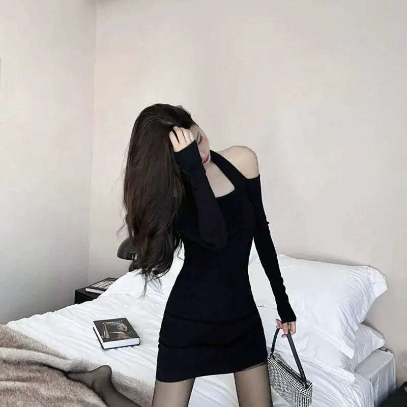 Strapless Knitted Dress Halterneck For Autumn Comfort