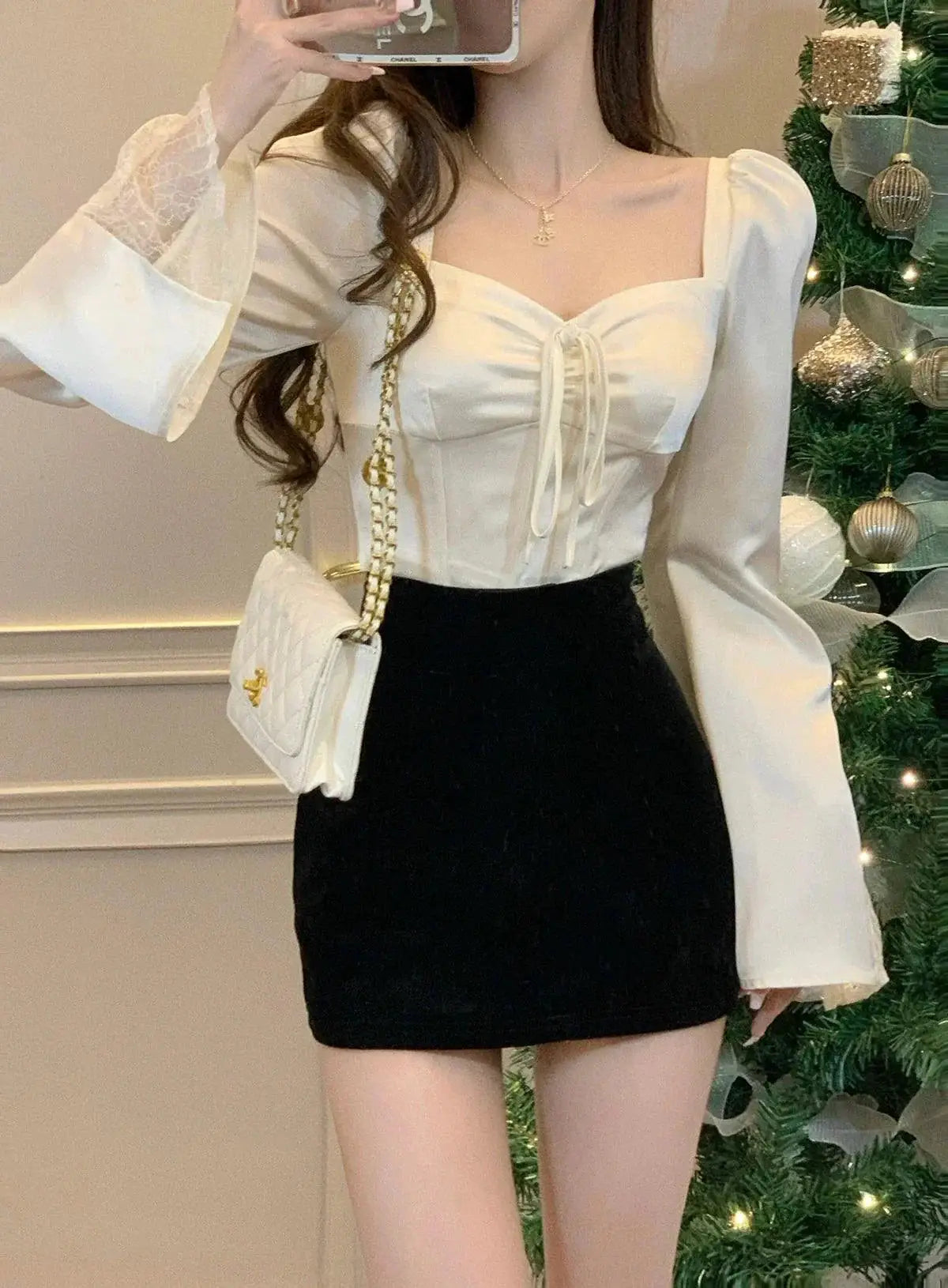 French Lace Satin Top Chic Spring Style For Women Now