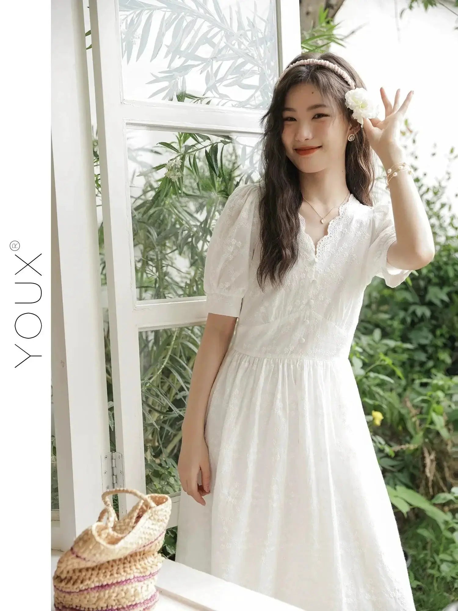 French Elegance V Neck Midi Dress for Summer Chic Fashion