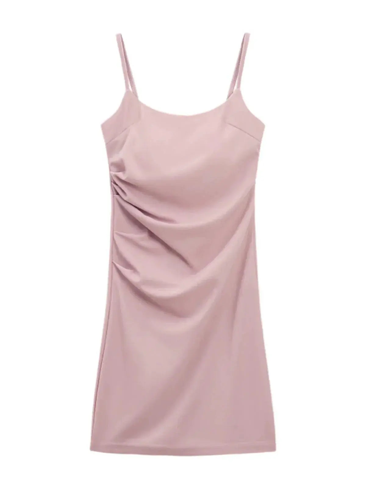 Pink Summer Dress High Waist Spaghetti Straps Elegance