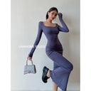 Fishtail Sheath Dress Seductive Square Collar Stylish Versatile