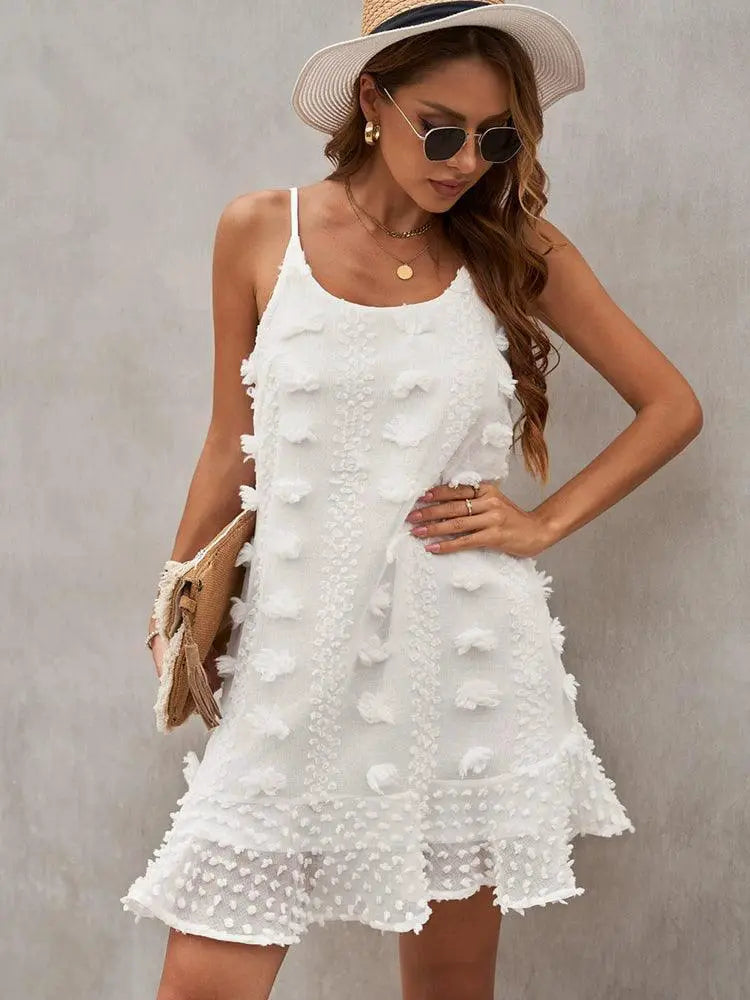 Elegant Three Dimensional Decoration Loose Strap Dress