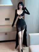 Ruffled Split Dress: Korean Style Autumn Fashion Charm