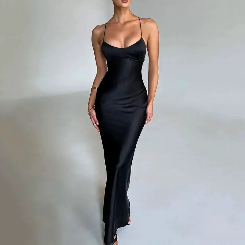 Transition Sexy Zone Satin Open Back Fishtail Dress