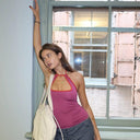 European Chic Halterneck Sling T-shirt Stylish Summer Tops