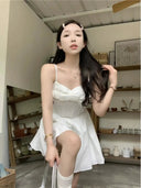 Breathable White Sling Dress for Spring