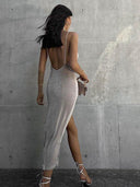 Gray Open Back Sling Dress: Elevate Your Style Gracefully