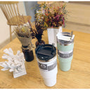 Large Capacity Stainless Steel Thermos Cup with Straw Coffee Cup