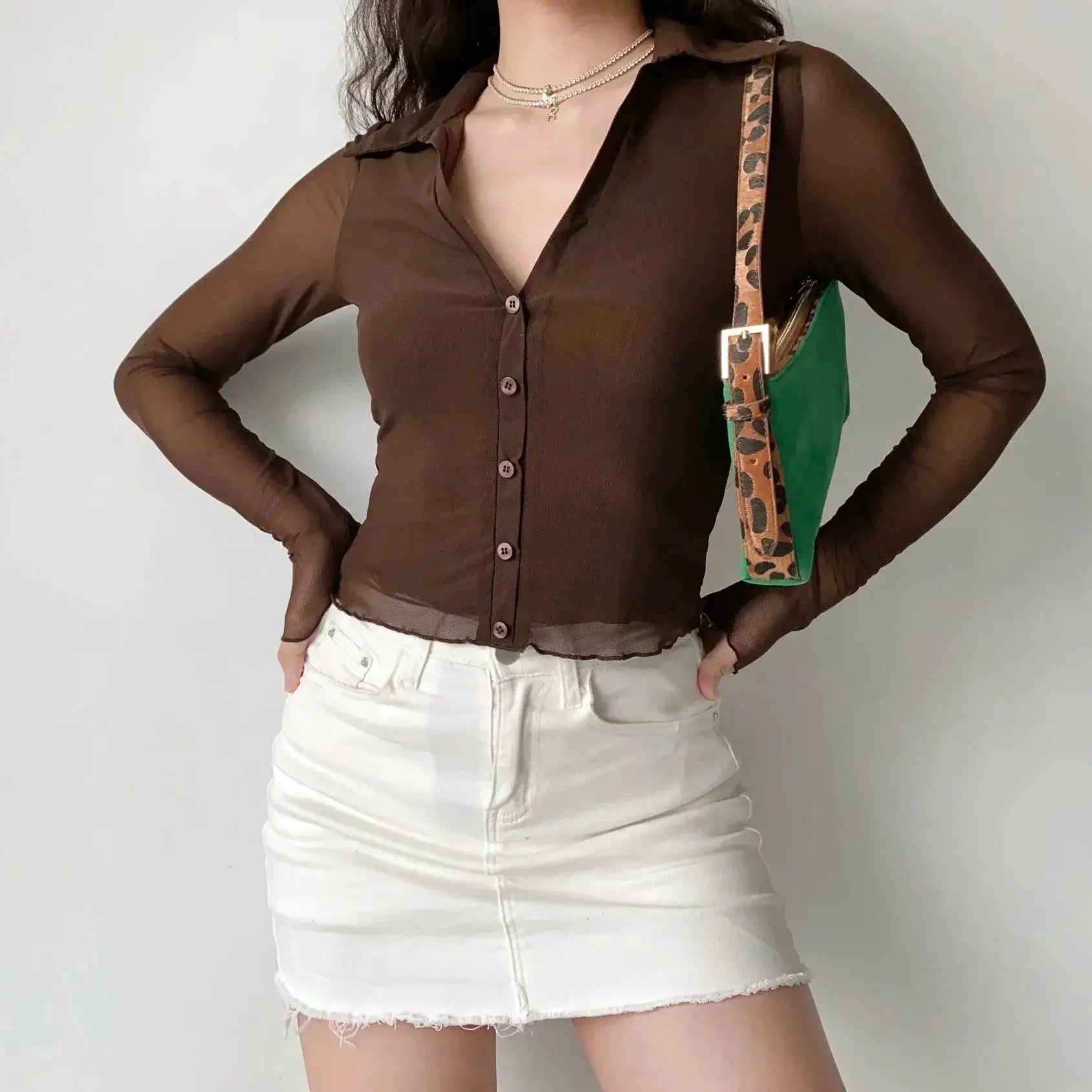 Go Girl V Collar Mesh Shirt Chic Street Style Top For Women
