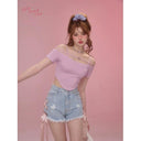 Girlyfancyclub Off-Shoulder Tee Youthful Style Elegance