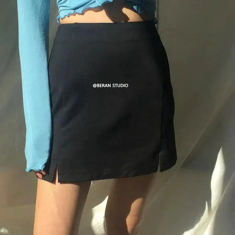 Beran Slim Fit Side Slit Skirt Chic European American Style