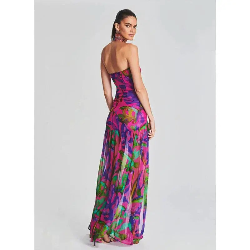 New Floral Maxi Dress Elegant Summer Events Attire Chic