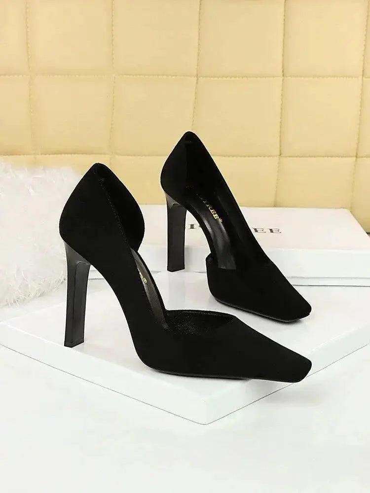 Elegant Suede Hollow Out High Heels For Autumn Style
