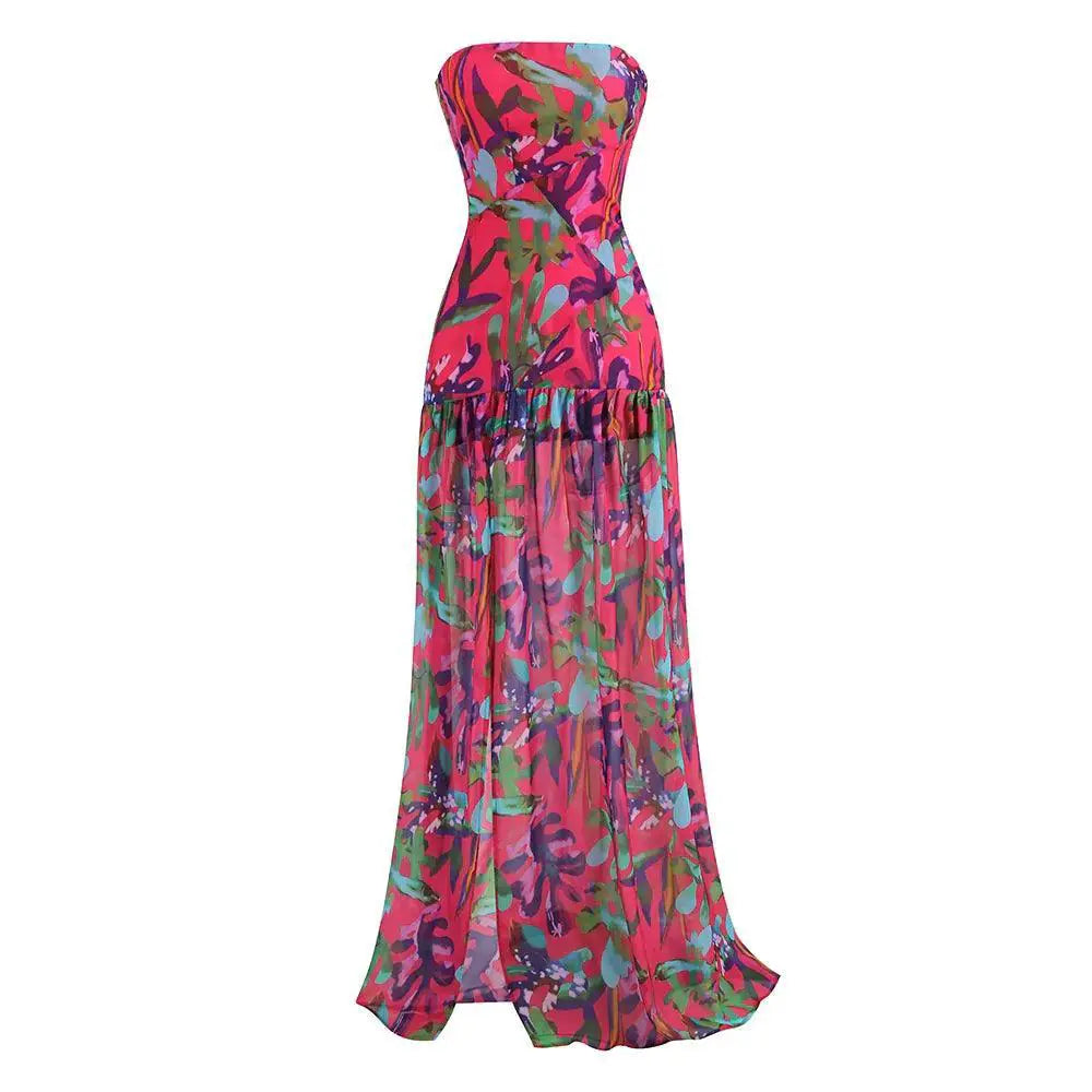 New Floral Maxi Dress Elegant Summer Events Attire Chic