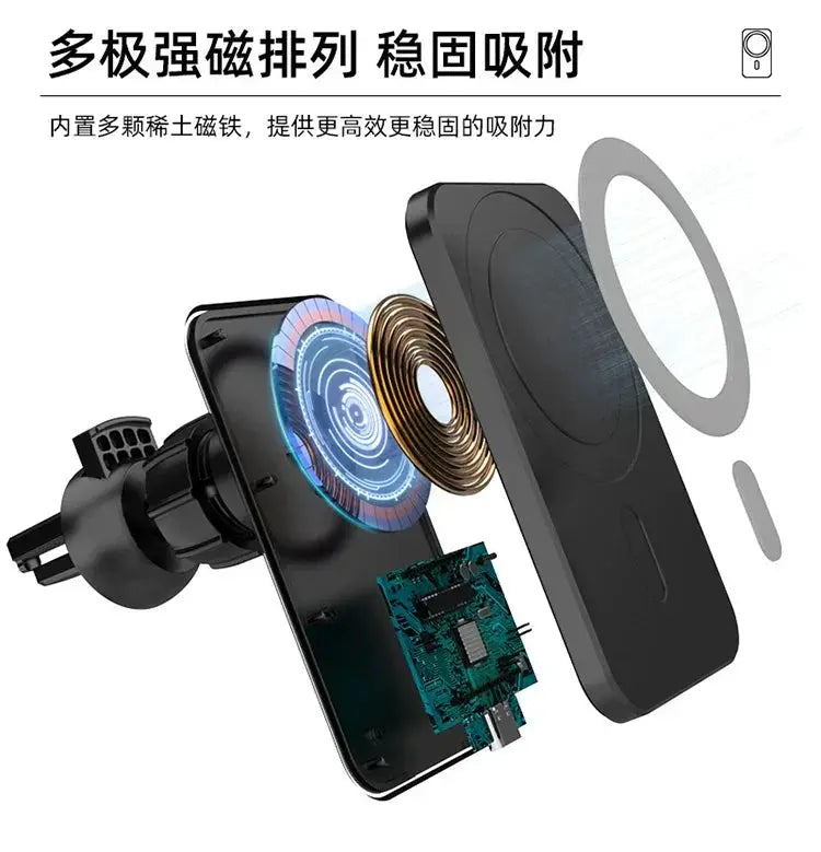 Car Magnetic Wireless Fast Charger And Phone Bracket Holder