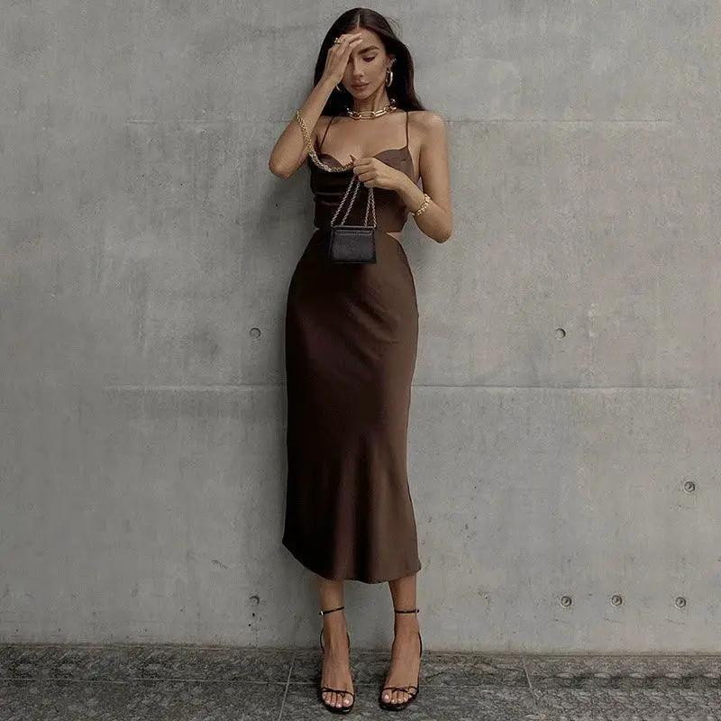 Backless Collar Dress Streetwear Elegance for Autumn Winter