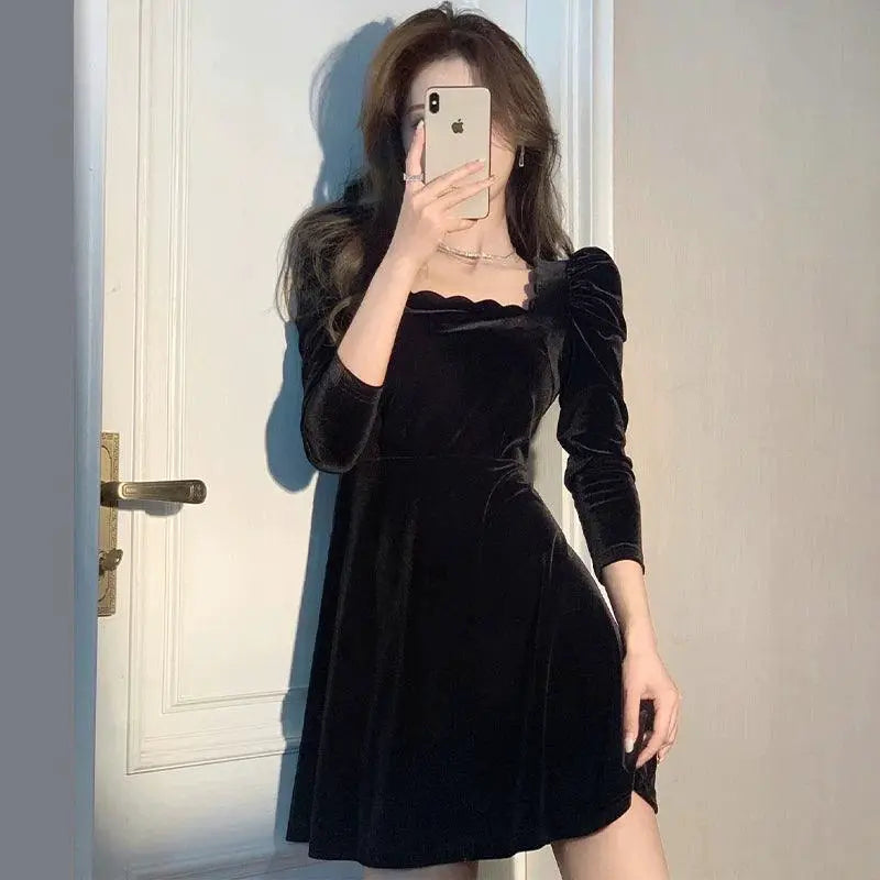 Gold Velvet Evening Dress Royal Princess Elegance Gown