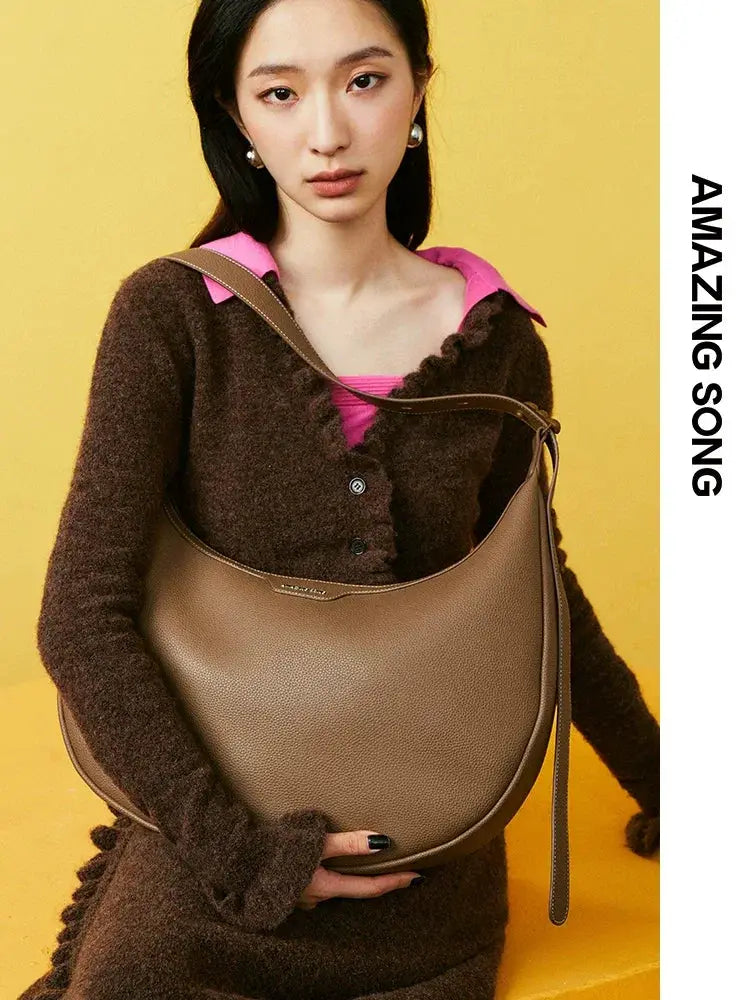 Amazing Song Large Soft Cowhide Hobo Bag for Stylish Use