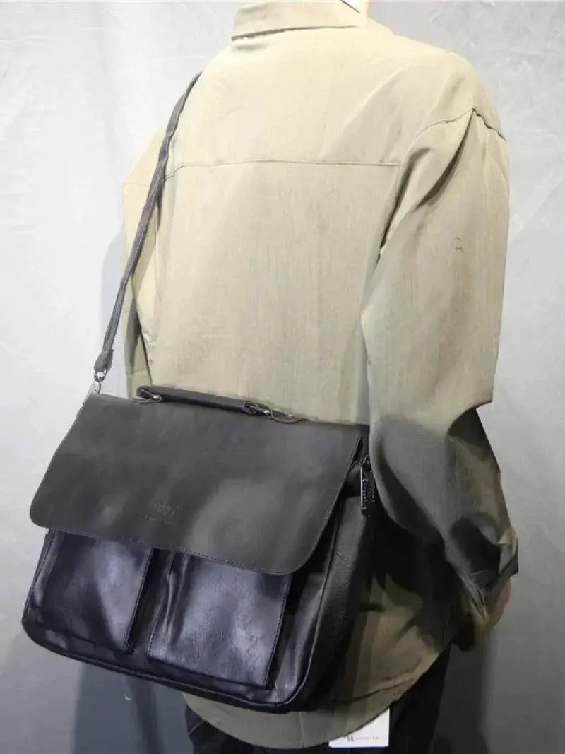 Retro Messenger Bag Japanese Inspired Carryall With Leather