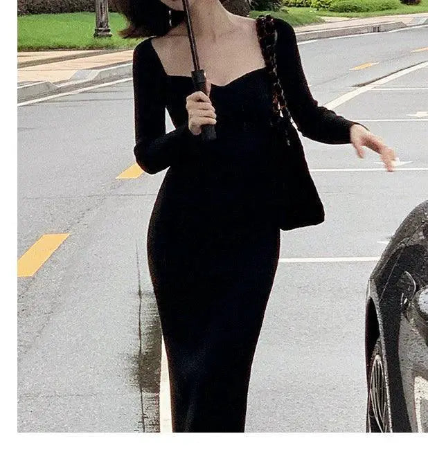 Autumn Petal Collar Off Shoulder Dress Retro Chic Statement