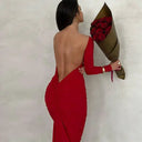 Womens Slim Backless Dress for Autumn