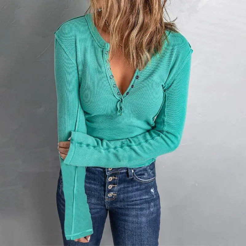 Spring Fashion Pure Color Long Sleeve Shirt For Women