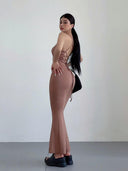 Elegant Lace-up Backless Mermaid Dress Sensual Slim Fit