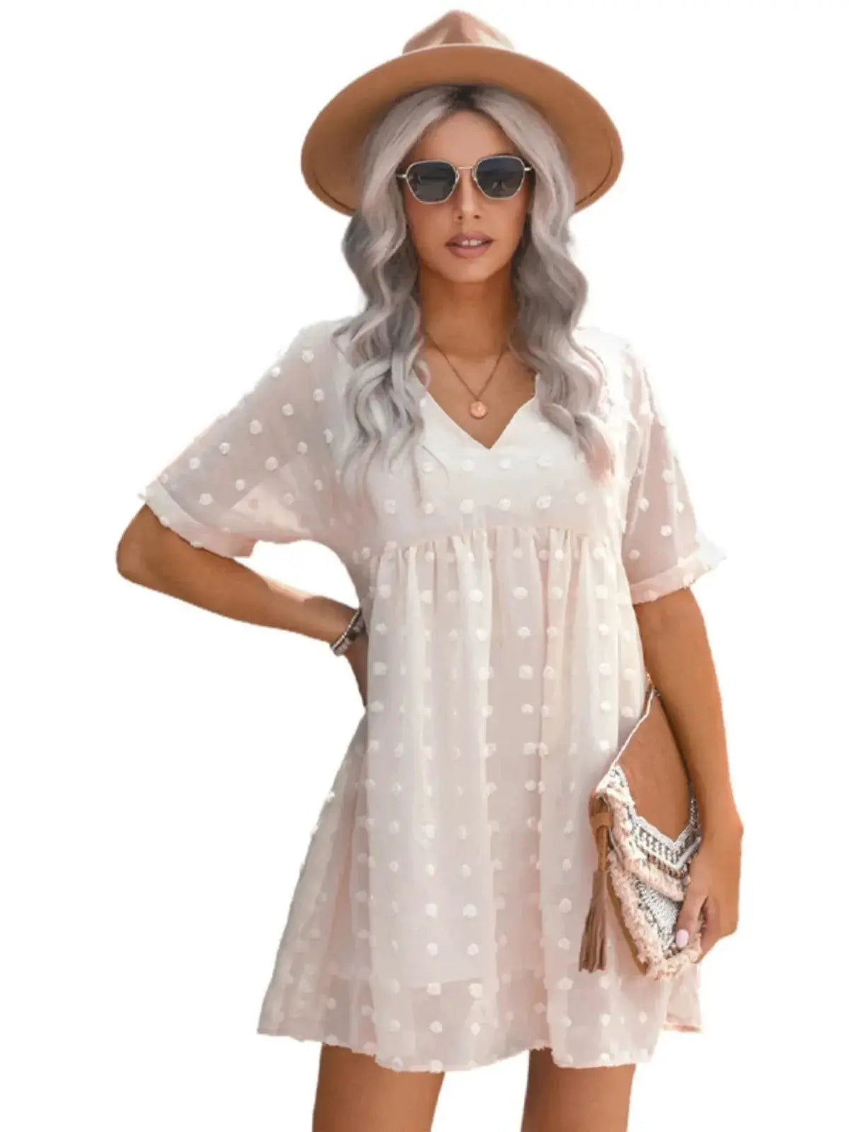 Summer New V Neck Elastic Band Dress For Women Casual Party