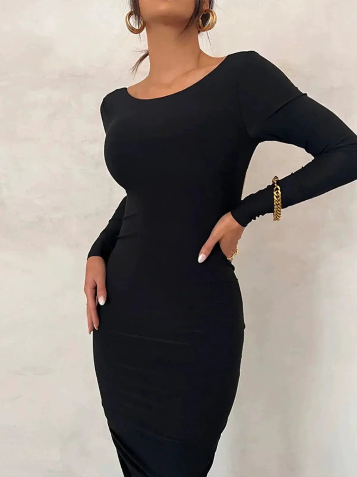 Gyaru Backless Pleated Slim Dress Autumn Fashion Forward
