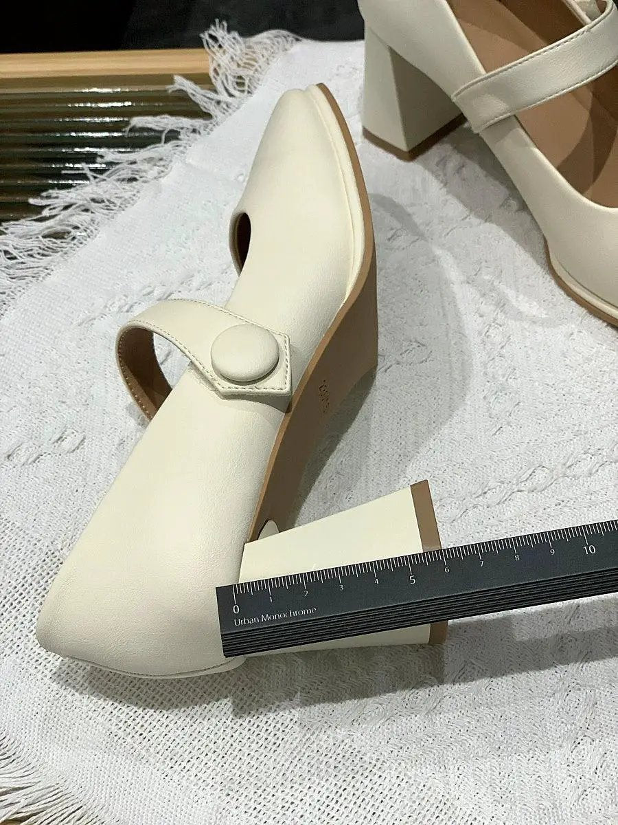 Fairy Style Square Toe Single Layer Shoes Buckle Strap