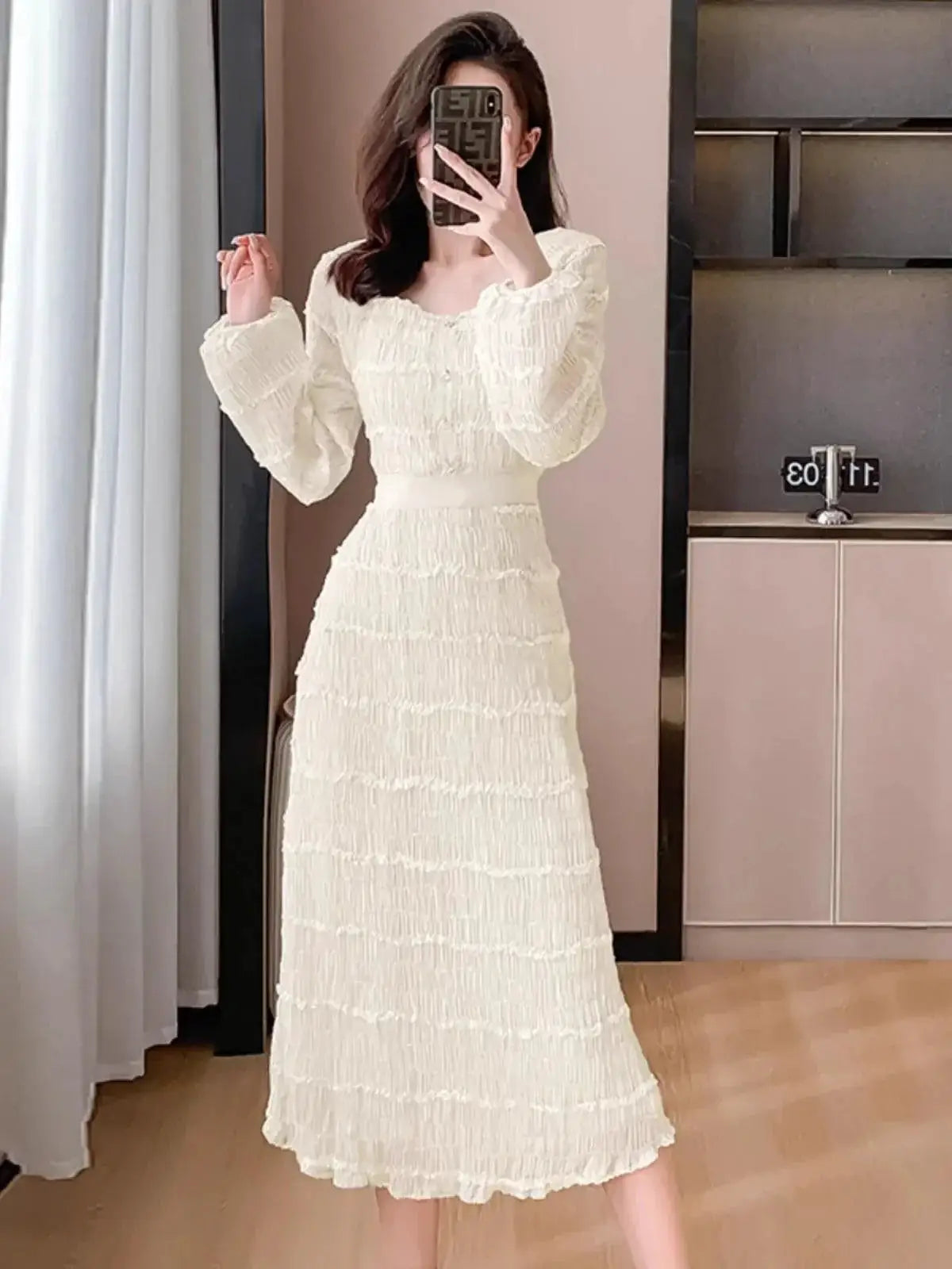 French Chiffon A Line Dress For Women Sophisticated Style