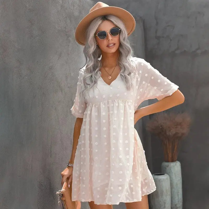 Summer New V Neck Elastic Band Dress For Women Casual Party