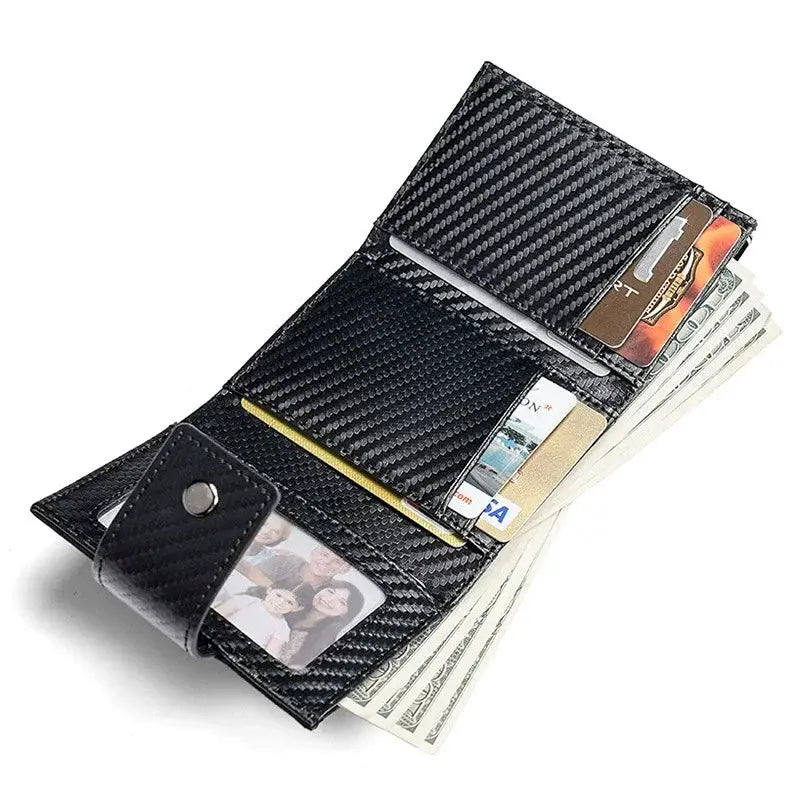 Crazy Horse Leather Automatic Card Holder Wallet For Men