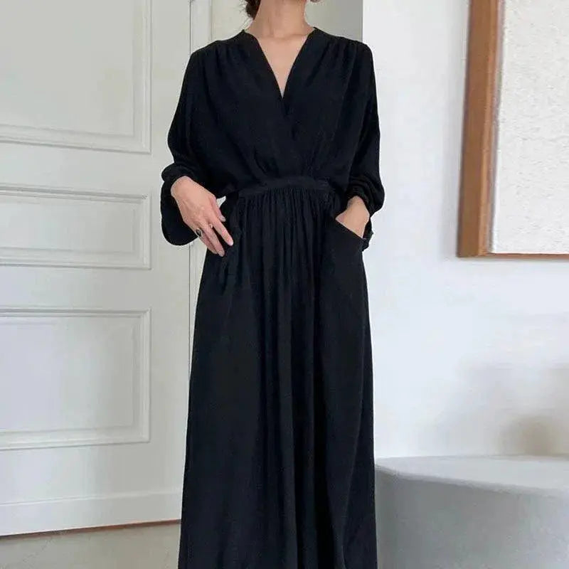 Cross Chic Pleated Long Sleeve Dress 120cm Maxi Length