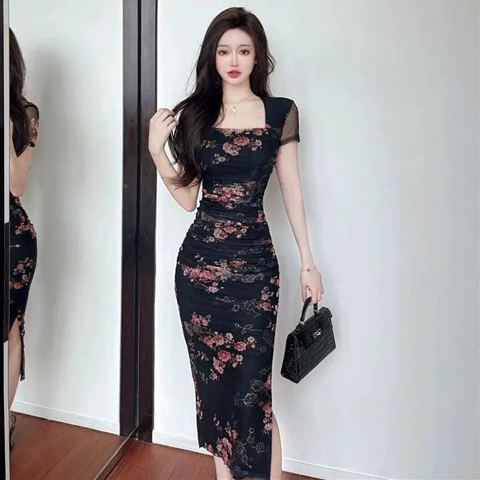 Bronzing Floral Mesh Dress Elegance Redefined Statement