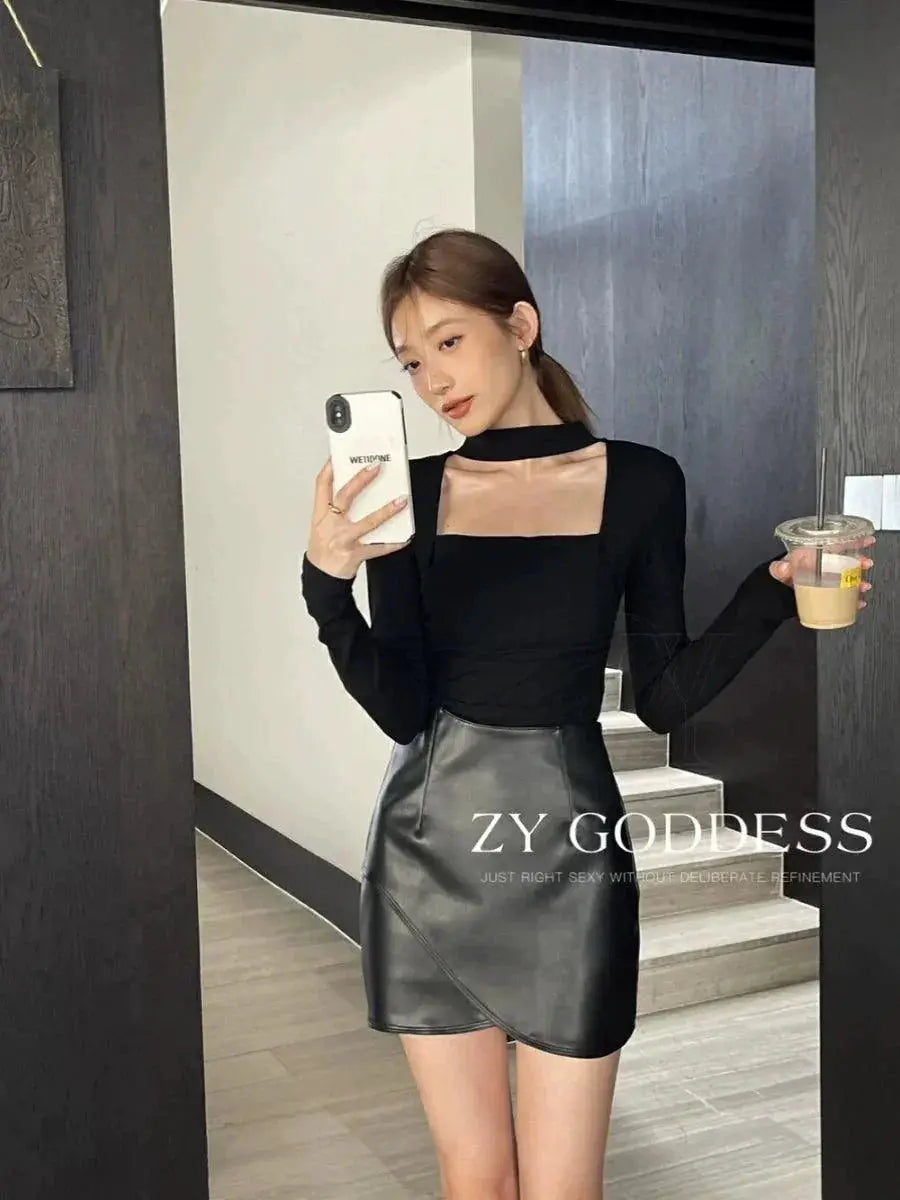 Square Collar T Shirt Korean Autumn Fashion Statement