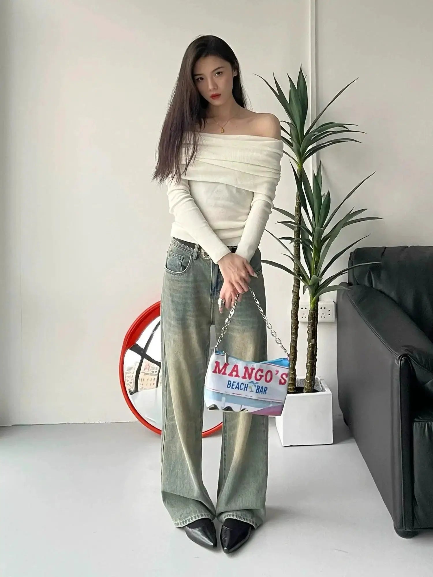 Cozy Chic Slim Off Shoulder Sweater For Autumn Glam