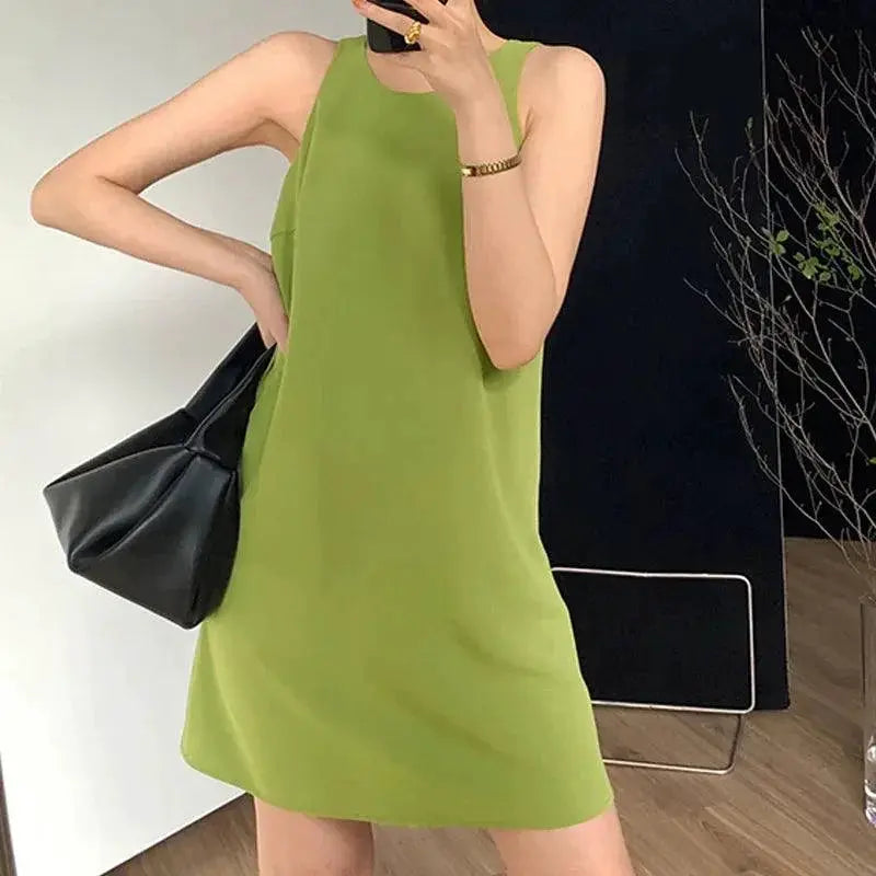 Pure Color Off Shoulder Dress Versatile Summer Chic Style