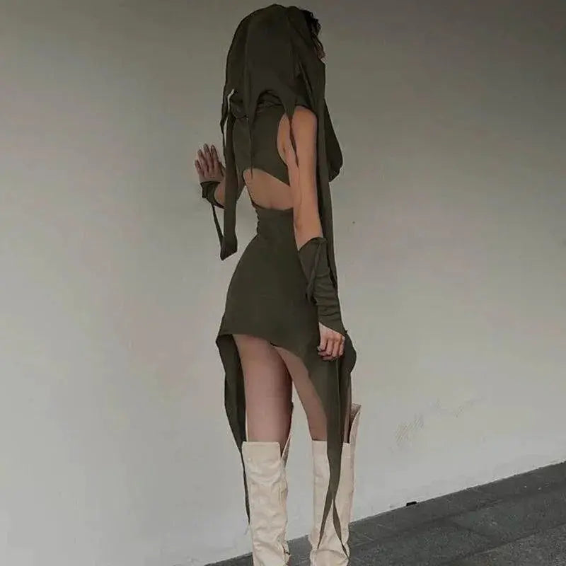 Darlingaga Dune Hooded Dress for Women Trendy Fashion