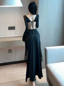 Ruffled Split Dress: Korean Style Autumn Fashion Charm