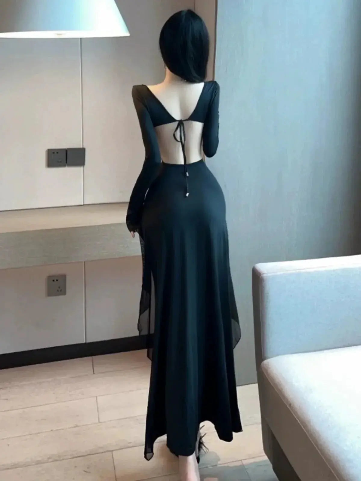 Ruffled Split Dress Korean Style Autumn Fashion Charm