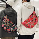 Floral Chinese Chest Bag: Foldable Stylish Fashion Accessory