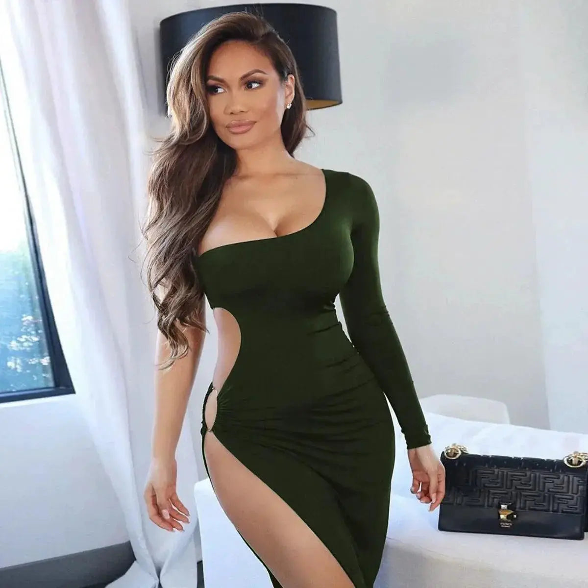 High Split Club Dress Elegant Summer Fall Style Outfit