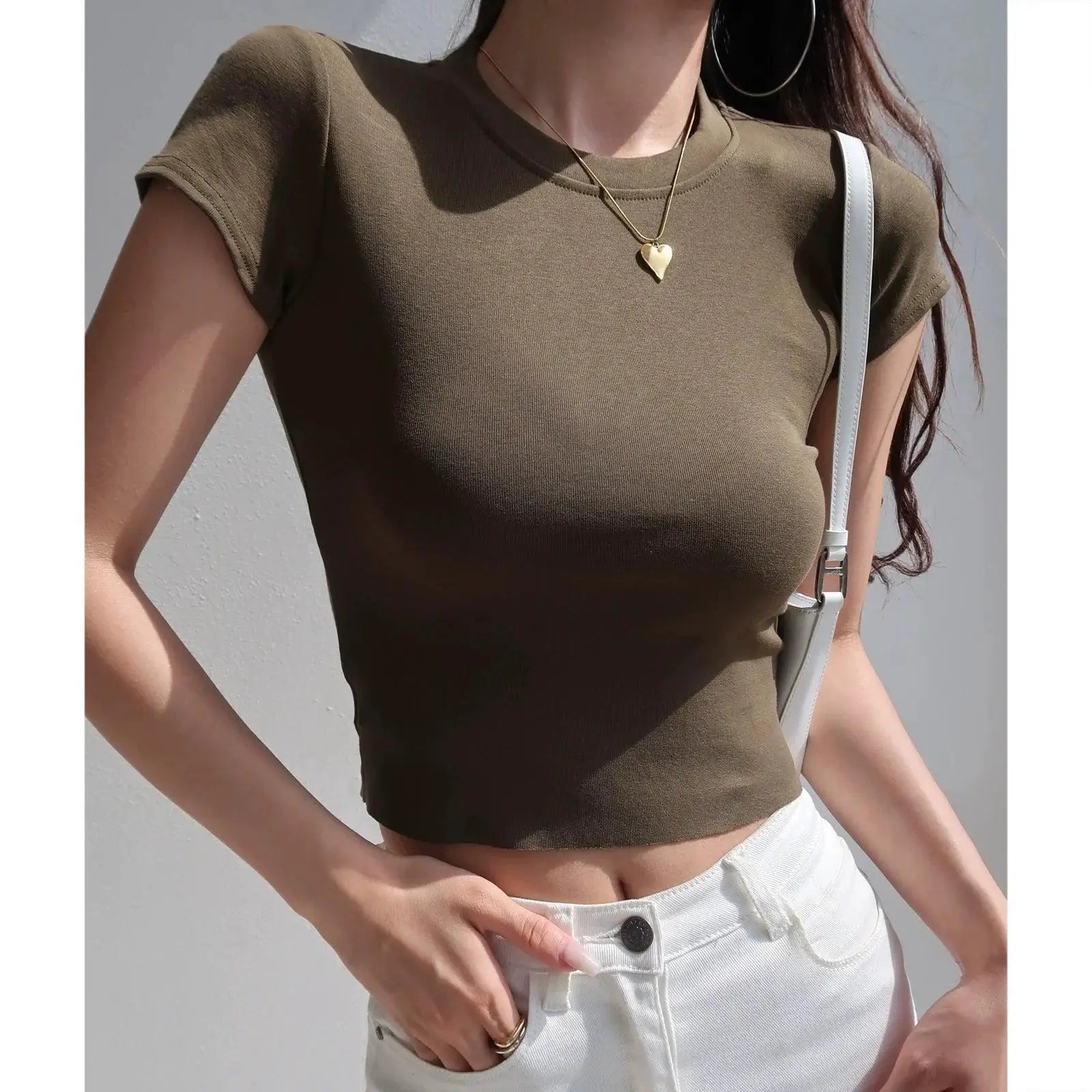 Midriff-Baring Korean Style Slim-Fit Tee Summer Fashion