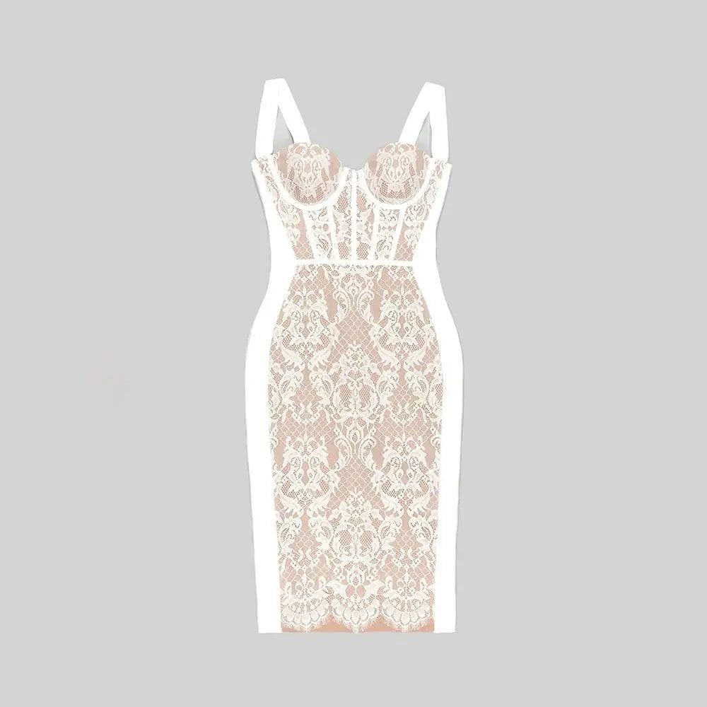 Elegant Lace Bandage Dress For Stylish Evening Wear