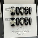 Real Shot Butterfly Rose Rhinestone Manicure Set Long Length