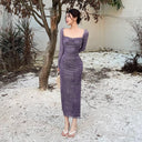 Insdoit Lace Bodycon Dress Retro Chic Winter Fashion