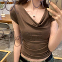 Pure Desire Swing Collar Sexy Slim Stretch Short Sleeve Tee
